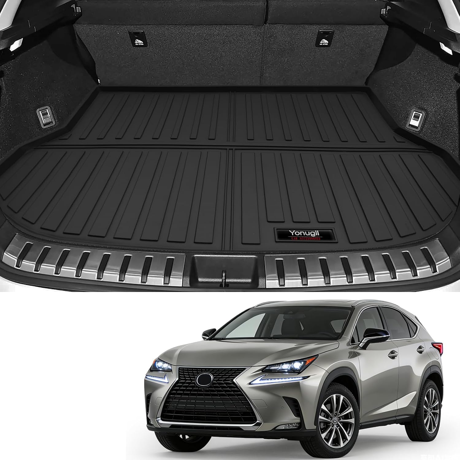 AUCT 18384 - Custom for 2015-2021 Lexus NX Cargo Mats NX200t NX300 NX300h Trunk Liner All Weather TPE P - Image 2
