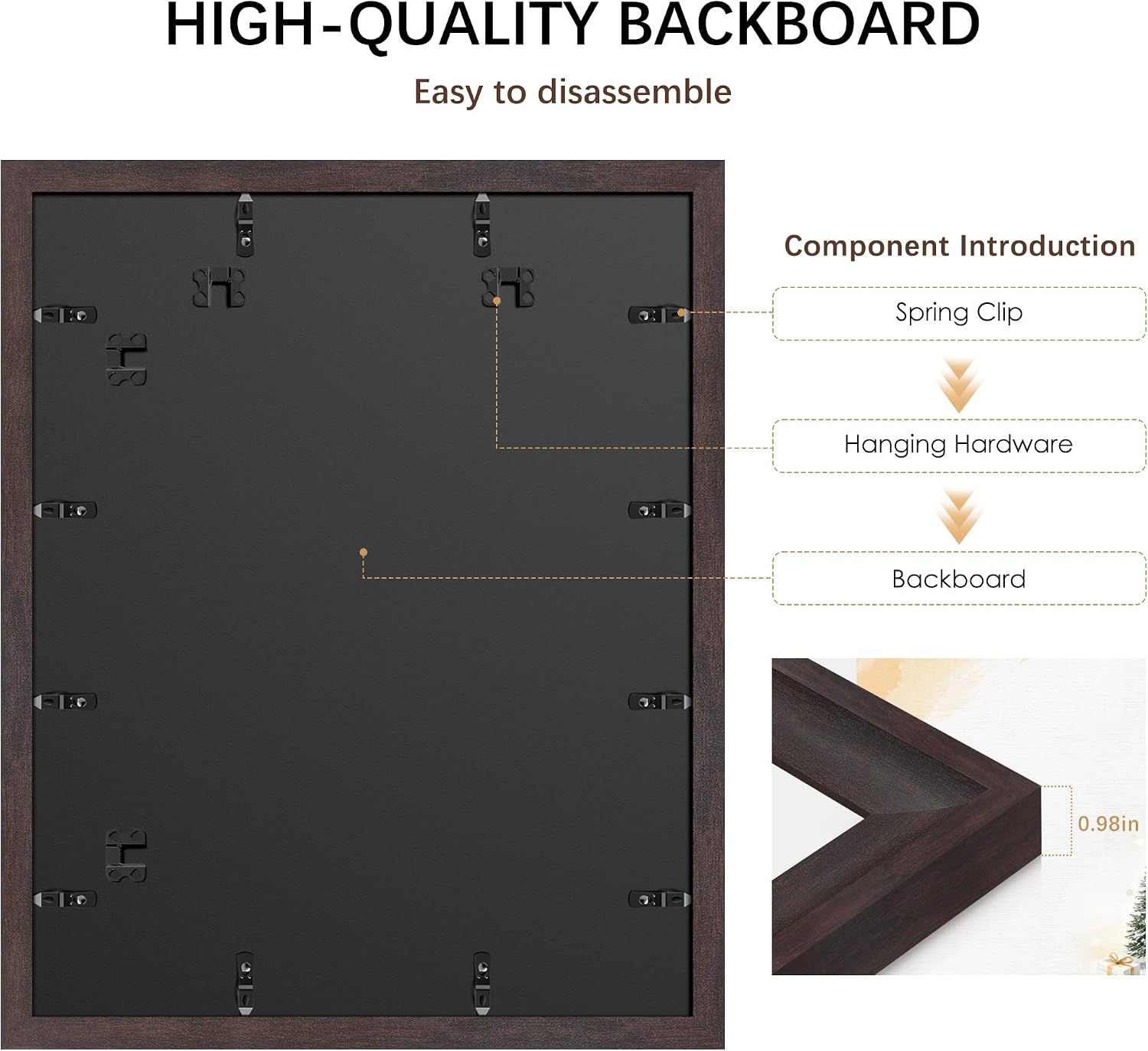 AUCT 20186 - 3-Pack 16x20 Walnut Brown Picture Frame, Wide Border - Image 3