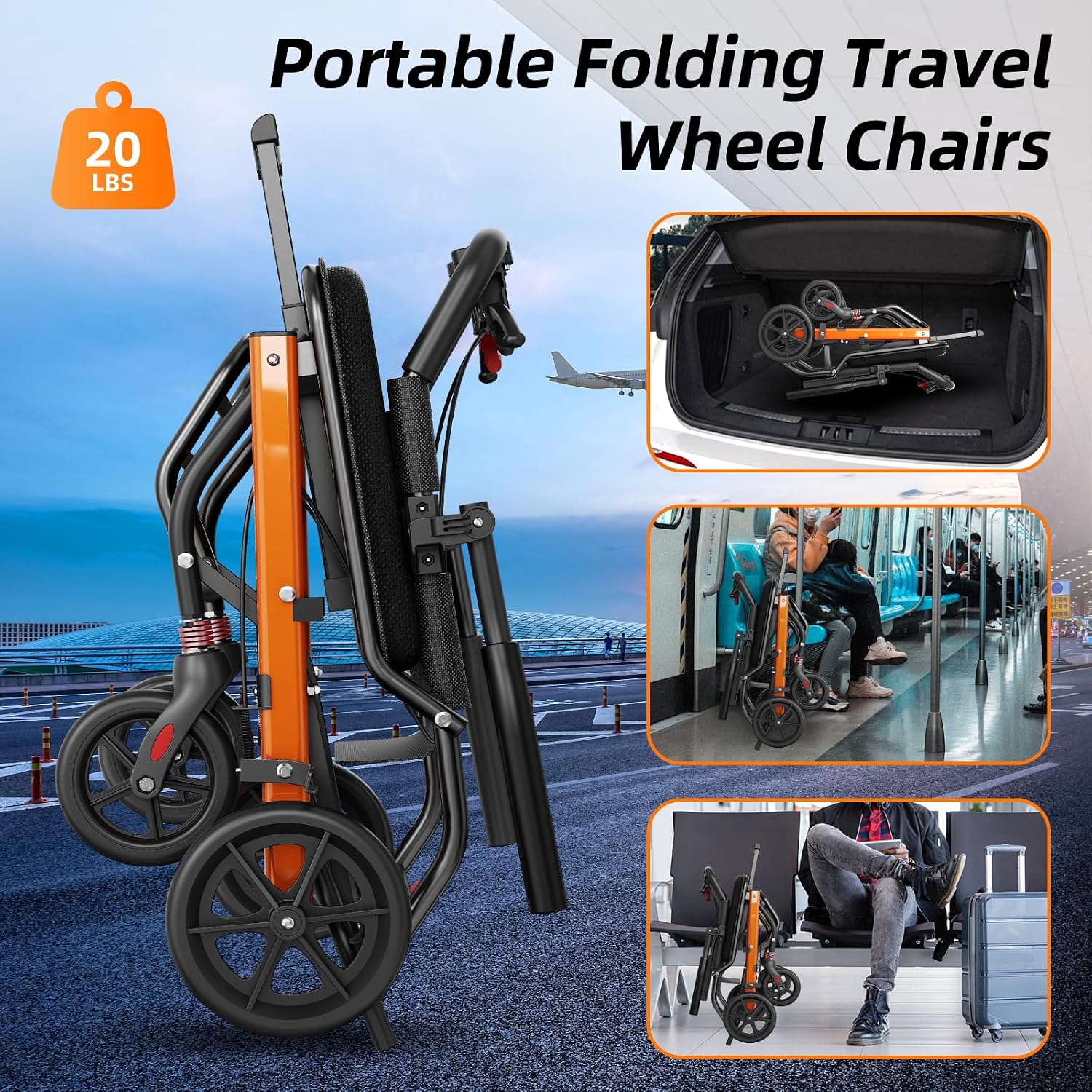 AUCT 18356 - $125 Lightweight Foldable Transport Wheelchair, Portable Travel Wheelchair | Compact Trans - Image 3