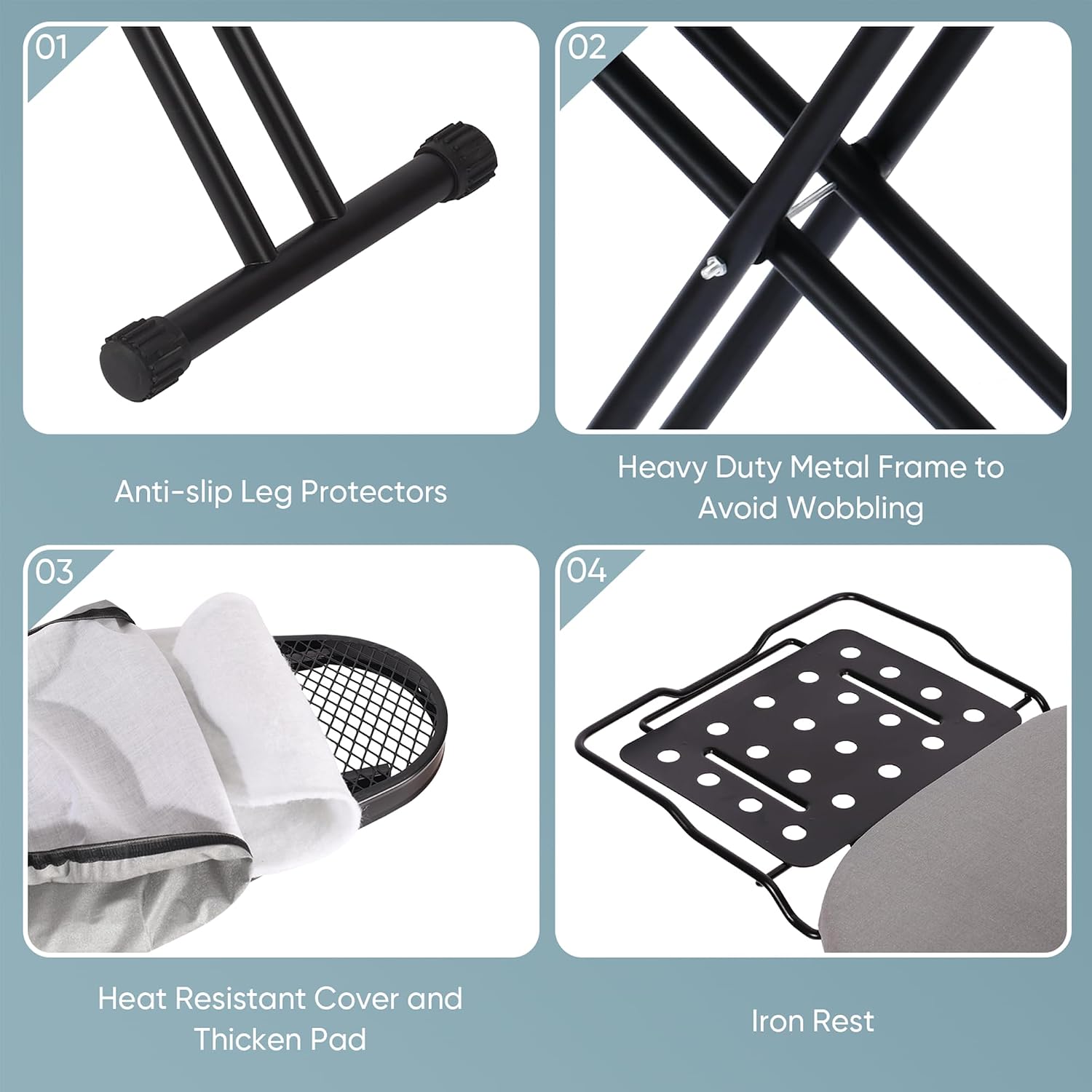AUCT 19656 - $60 Jakeefud Deluxe Ironing Board with Heat Resistant Cover and Thicken Felt Pad, Heavy St - Image 4