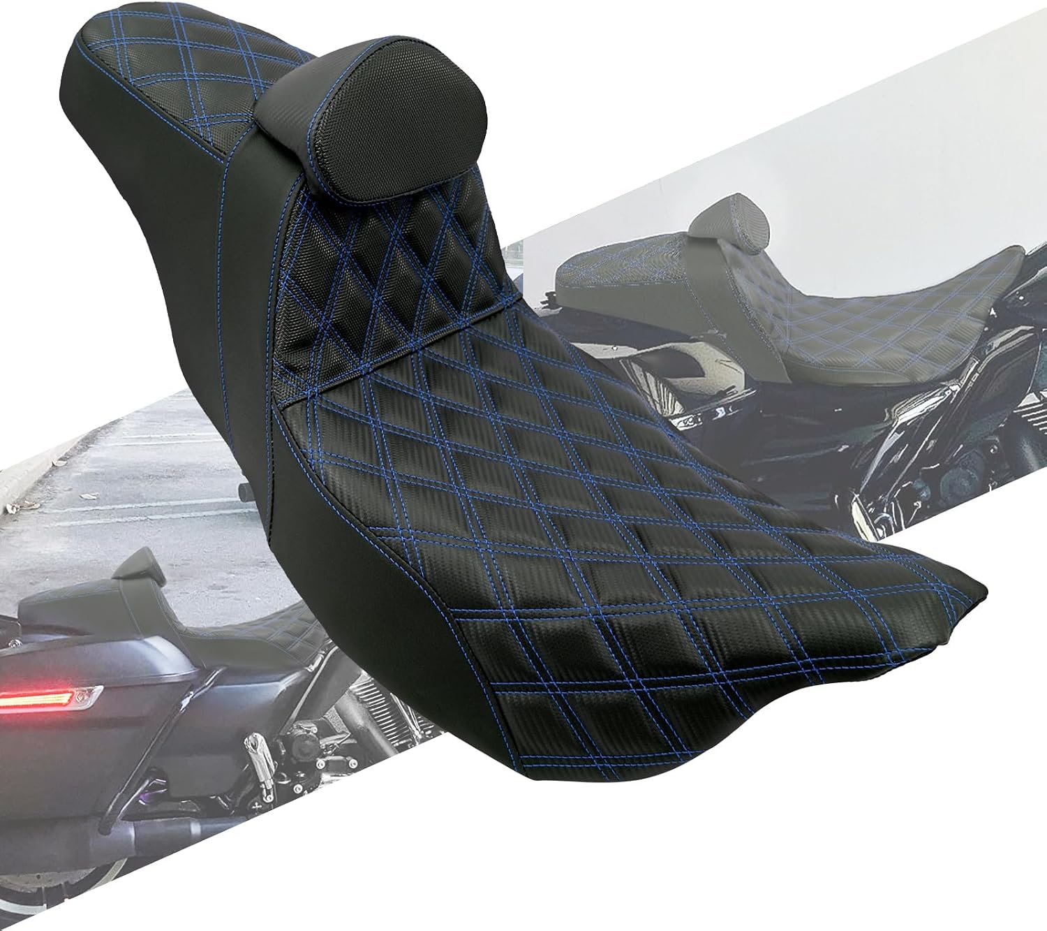 AUCT 19536 - $233 Two-Up Seat with Driver Backrest Fit for Harley Touring 2009-2023