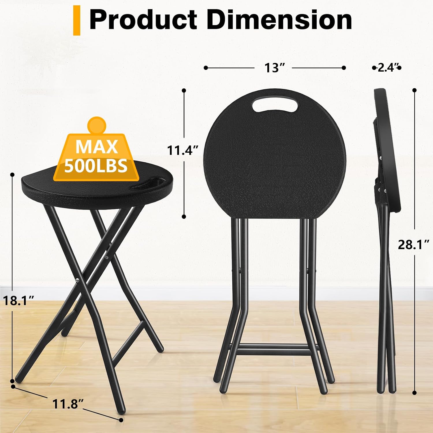 AUCT 19007 - Portable Folding Chair with Handle, Heavy Duty Round Fold Stool Chair - Image 2