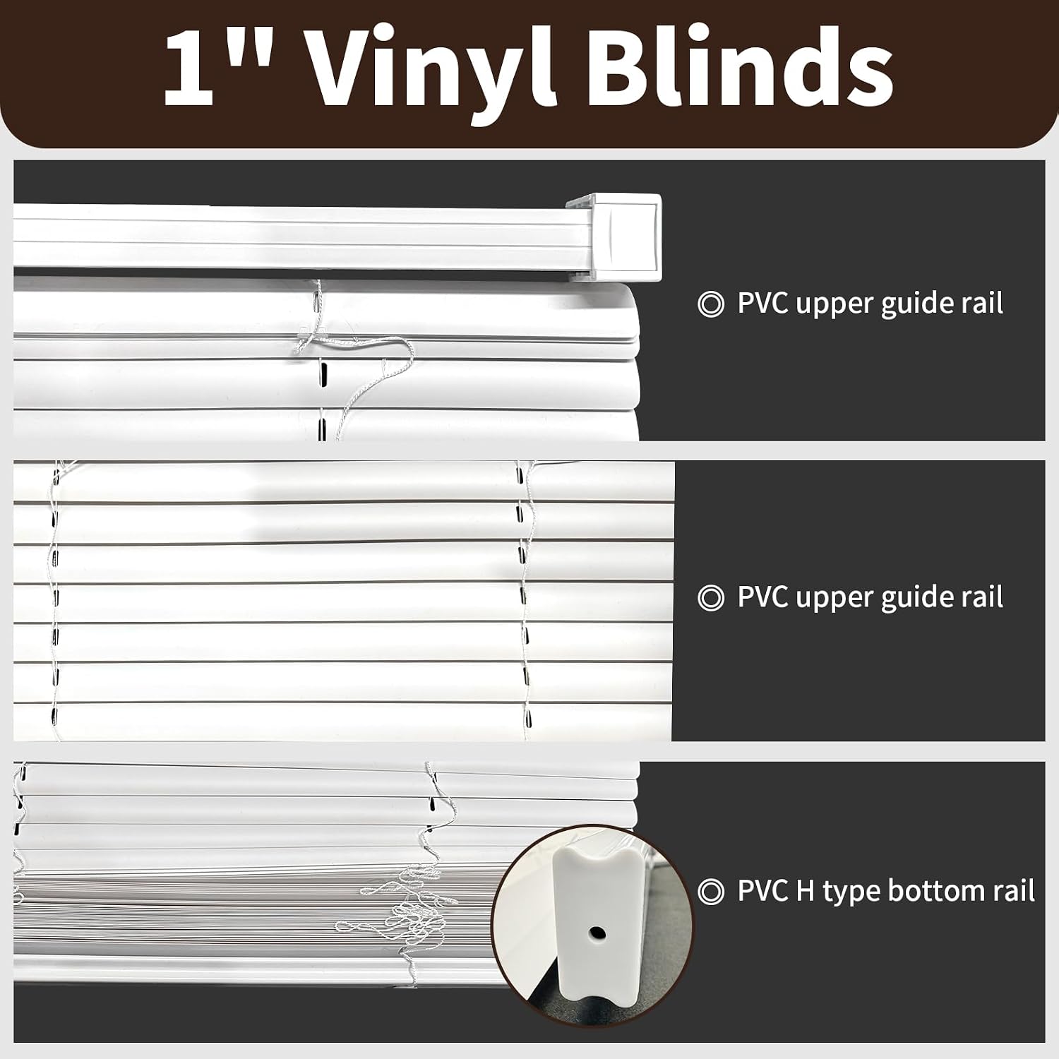 AUCT 19845 - 1" Cordless Mini Blinds 23" W x 72" H, White Vinyl Blinds, Horizontal Light Filtering Blin - Image 4