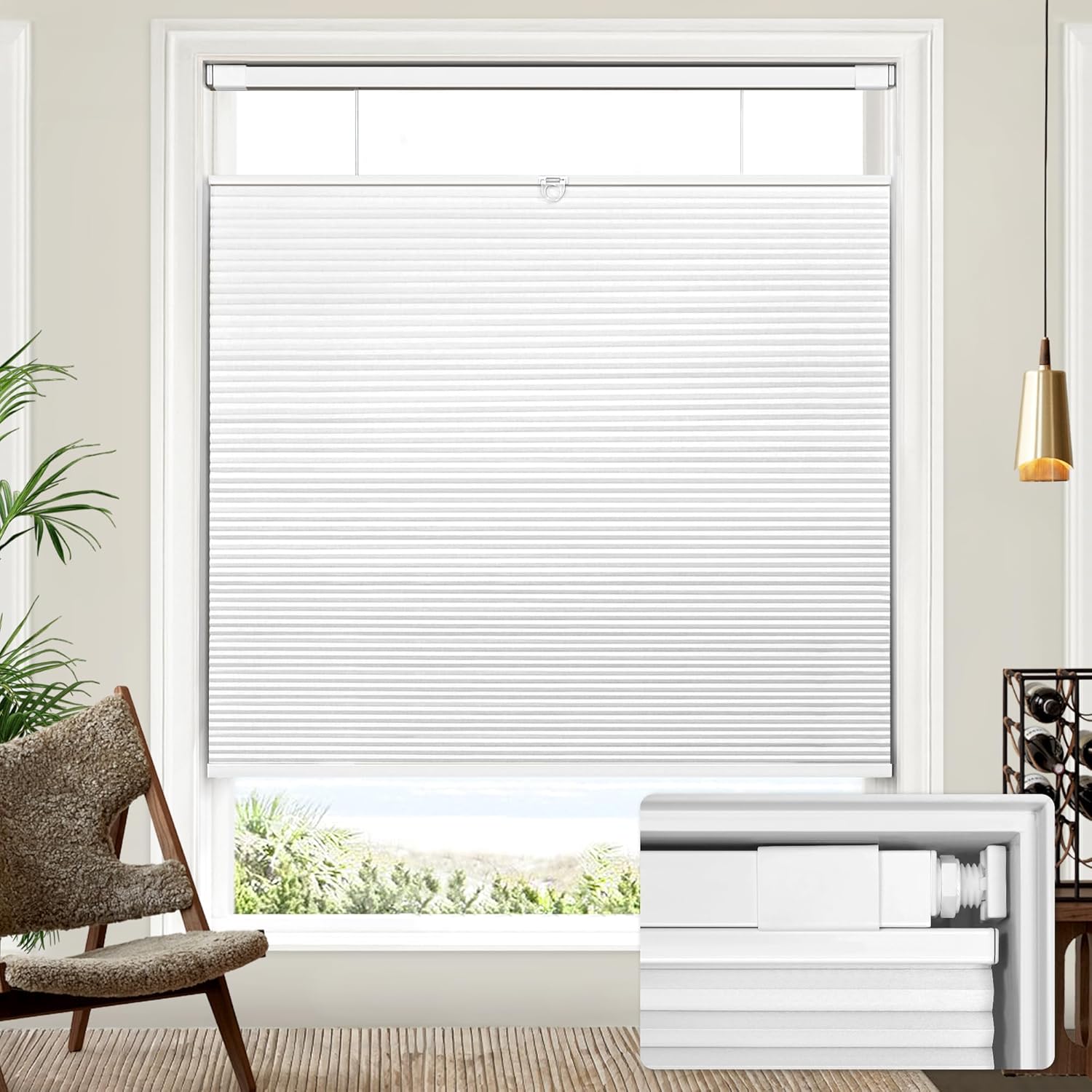 AUCT 19528 - Lazblinds No Drill TDBU Cellular Shades, 31" W x 64" H, White