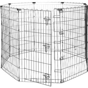 AUCT 19154 - $58 Amazon Basics Foldable Octagonal Metal Exercise Dog Playpen, Indoor/Outdoor, Single Do