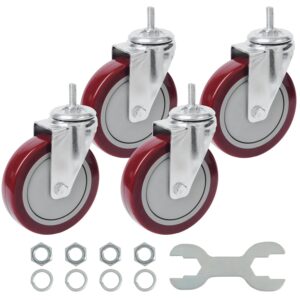 AUCT 18393 - Finnhomy Swivel Caster Wheels 5 Inch Threaded Stem Casters Set of 4 Heavy Duty 3/8"-16 x 1