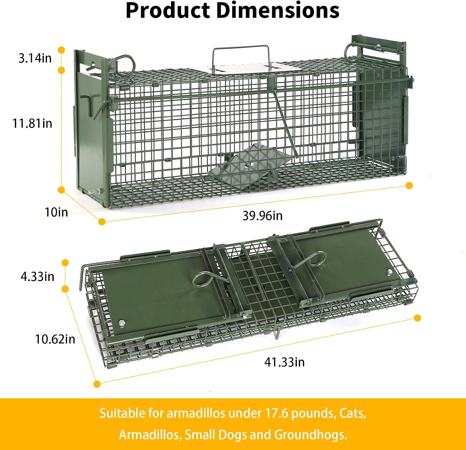 AUCT 17793 - $80 Timaze 40" Large Double-Door Live Animal Traps Cage | Foldable Animal Trap with Pedal - Image 2