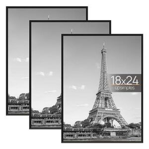AUCT 18965 - upsimples 18x24 Poster Frame, Easy Slide-In Assembly, Black, 3 Pack