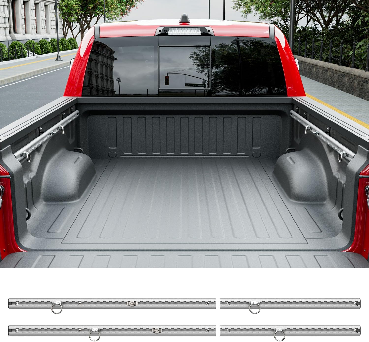 AUCT 18452 - $160 5.7FT Side Bed Rail Compatible with 2019-2026 Dodge Ram 1500 | Tie Down Rail Trail Ra