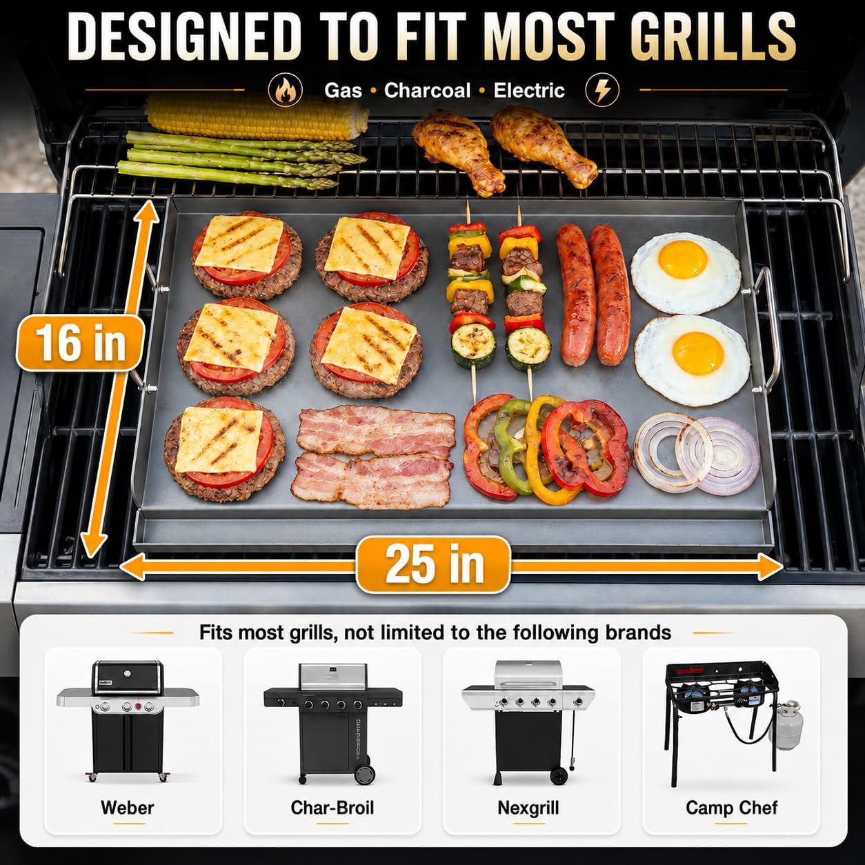 AUCT 19520 - $79 Hisencn 25"x16" Flat Top Griddle for Gas Grill and Stove, 4-5 Burner Grills - Image 4