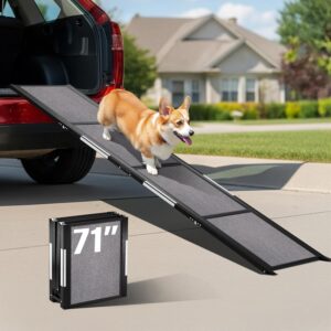 AUCT 18987 - $91 Dog Ramp for Car - 71" L x 17" W Portable Dog Ramp for Car