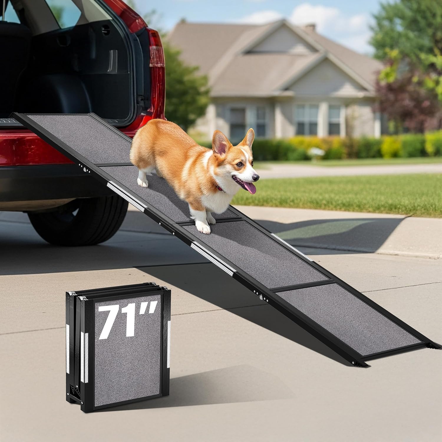 AUCT 18987 - $91 Dog Ramp for Car - 71" L x 17" W Portable Dog Ramp for Car