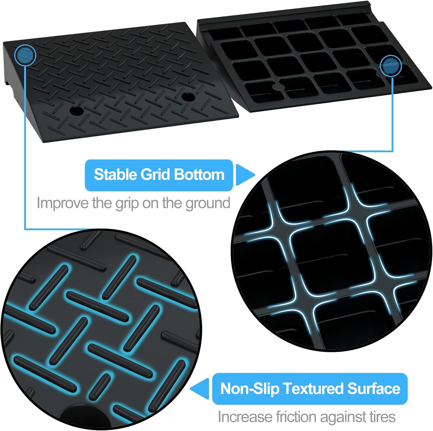 AUCT 18427 - $63 2 PCS Rubber Curb Ramps,4.2" Rise Height,5T Capacity Threshold Ramps for Loading Dock, - Image 4