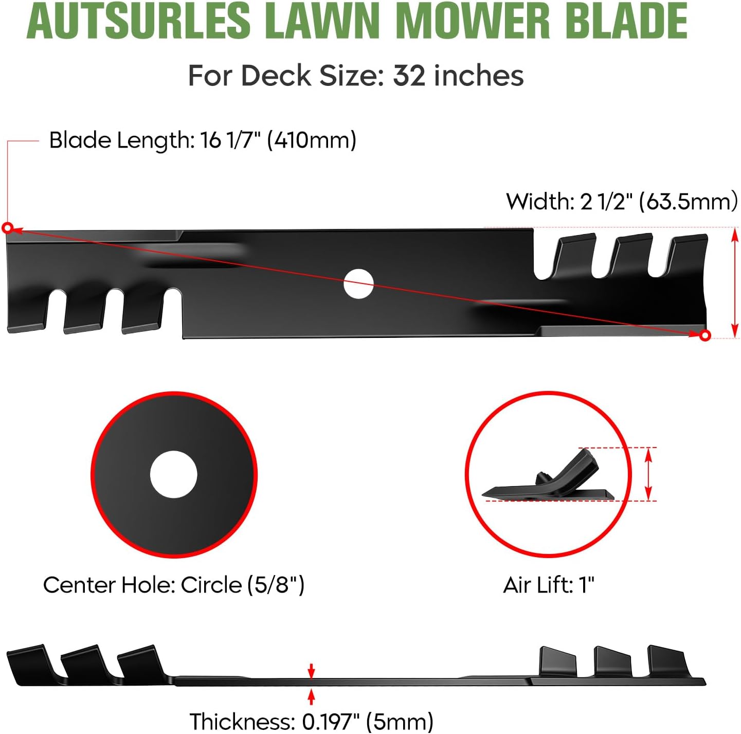 AUCT 18370 - Lawn Mower Toothed Mulching Blades Replace for Ferris 5020843 Exmark 1520843 103-2527 Arie - Image 2