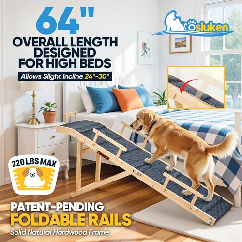 AUCT 18904 - $160 Dog Ramp for Bed with Rails, 64" Long Foldable Pet Ramp for Small Large Dogs, Dog Ram - Image 2