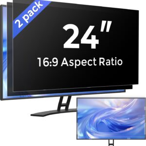 AUCT 18031 - 2 Pack 24 Inch Computer Privacy Screen Filter for Monitor 16:9 Aspect Ratio, Eye Protectio