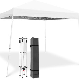 AUCT 18298 - 10x10 Pop Up Canopy Tent,Outdoor Canopy Beach Tent Slant Legs with Storage Bag, Folding Po