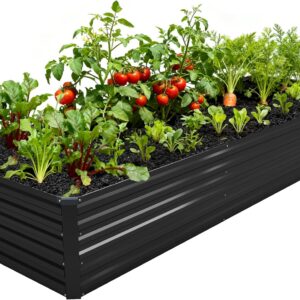AUCT 18166 - $66 DIIYIV 12x4x1.5FT Galvanized Raised Garden Bed,Vegetable Boxes-Rectangle Metal Flower