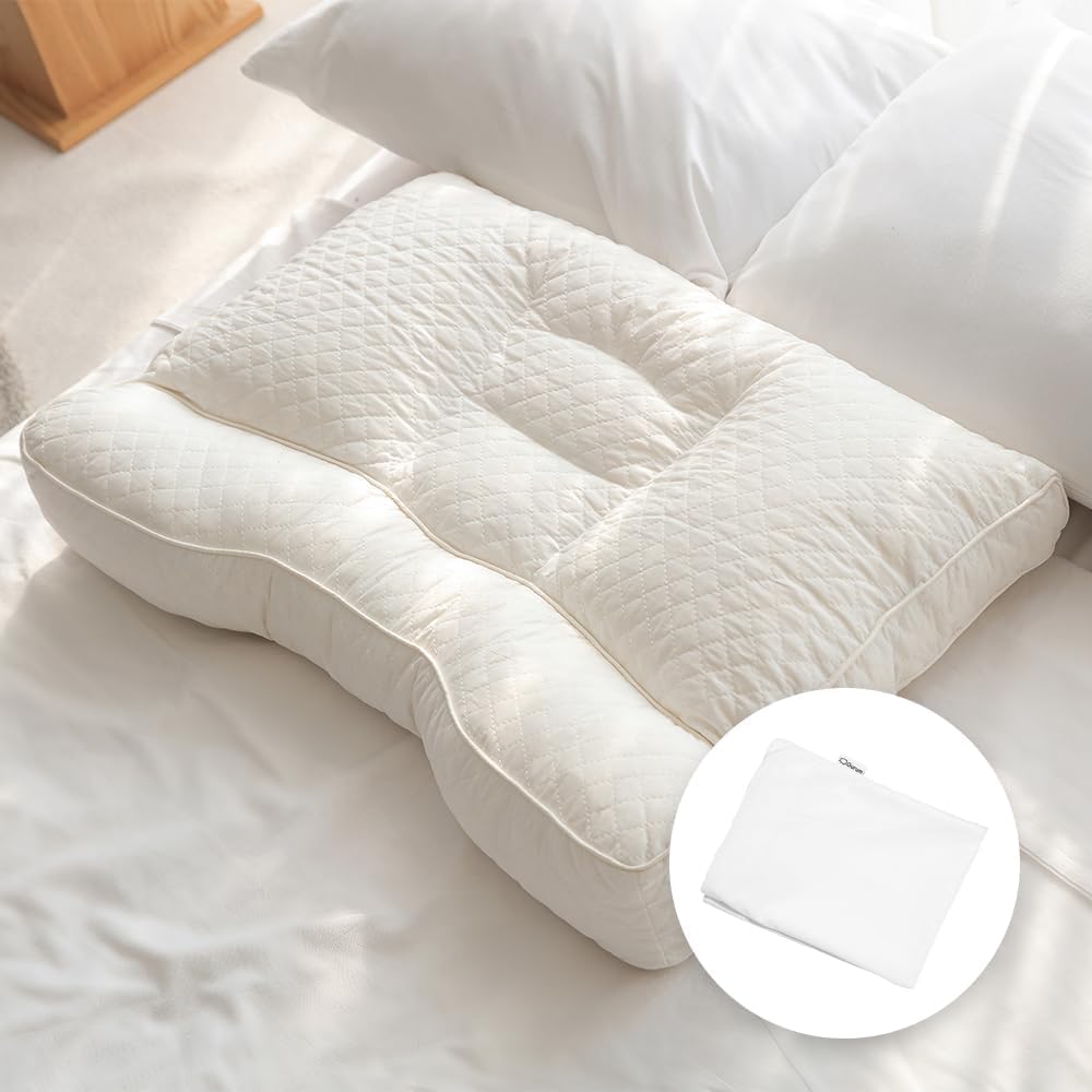 AUCT 20144 - $99 Gurum Premium Latex Pillow, 100% Latex, Organic Cotton, Ergonomic Design, Bed Pillows,