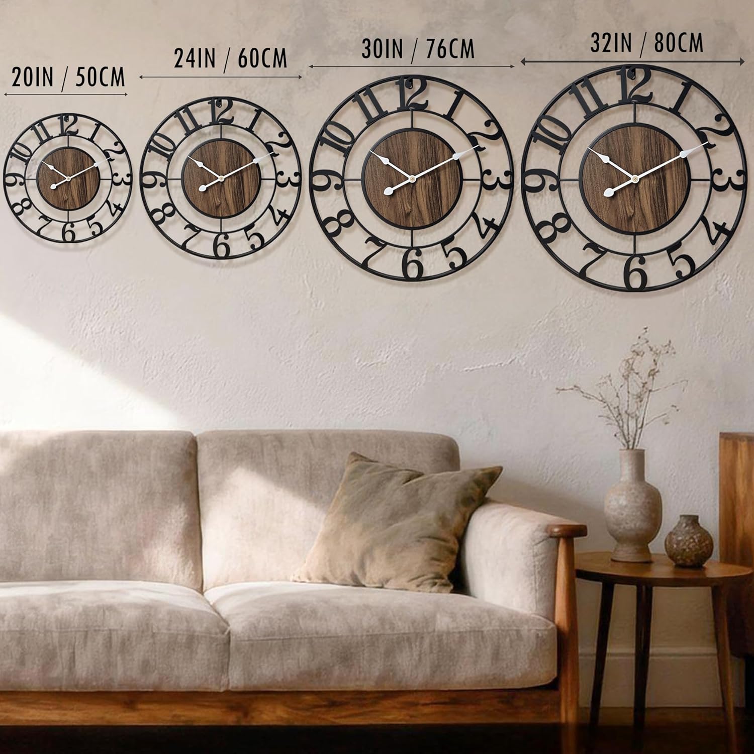 AUCT 19843 - $57 Large Metal Wall Clock, 24 Inch Retro Decorative Silent, Non Ticking, Battery Operated - Image 2