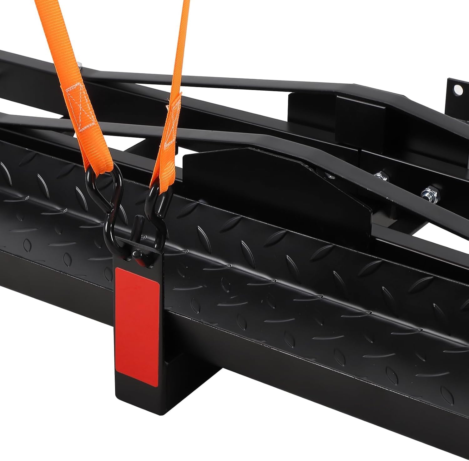 AUCT 18213 - $178 Motorcycle Hitch Carrier with Loading Ramp, 600 LBS Weight Capacity, Heavy-Duty Iron - Image 2