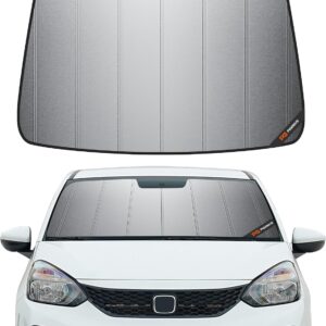AUCT 18443 - Custom Fit Windshield Sunshade for Honda Fit 2015-2020 Gen 3 GK5 Hatchback, Premium Grey L