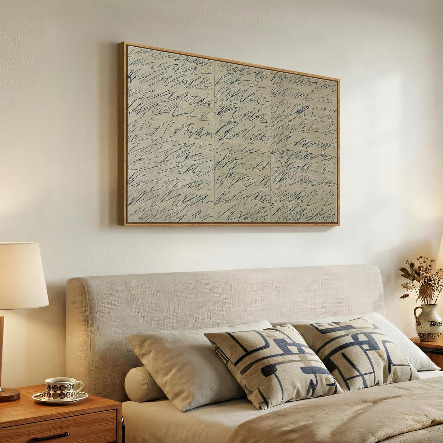 AUCT 18305 - $80 Framed Modern Neutral Beige Abstract Wall Art, Minimalist Canvas Prints Paintings for - Image 4
