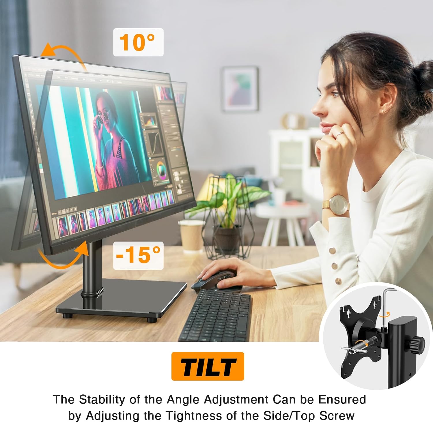 AUCT 18522 - TAVR Furniture Single Monitor Stand VESA Mount for 13-32 Inch Screens | Free-Standing Moni - Image 4
