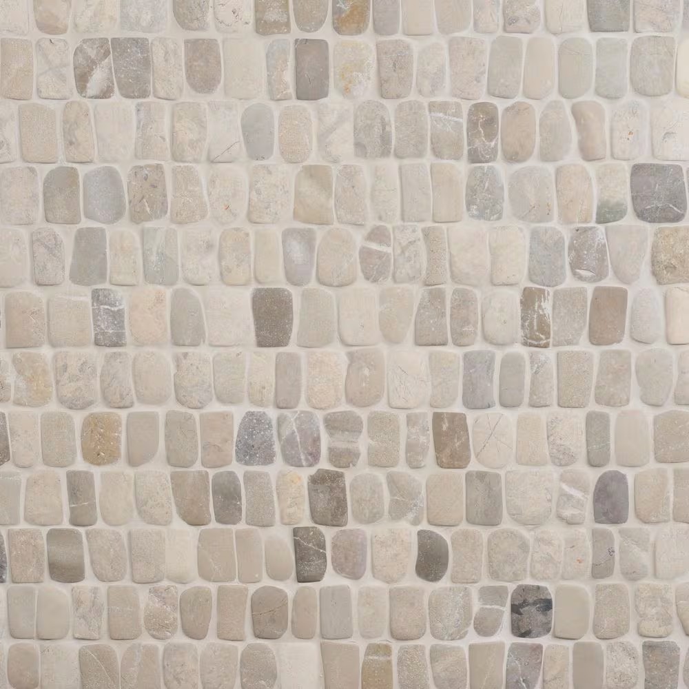 AUCT 19141 - Countryside Pathway Pram Gray 11.81 in. x 11.81 in. Natural Stone Mosaic Wall Tile (0.96 s