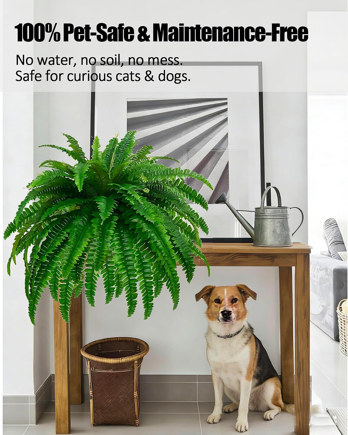 AUCT 18512 - GYERB 47" Large Artificial Boston Fern Plants for Outdoor Indoor, Fake Ferns for Front Por - Image 3