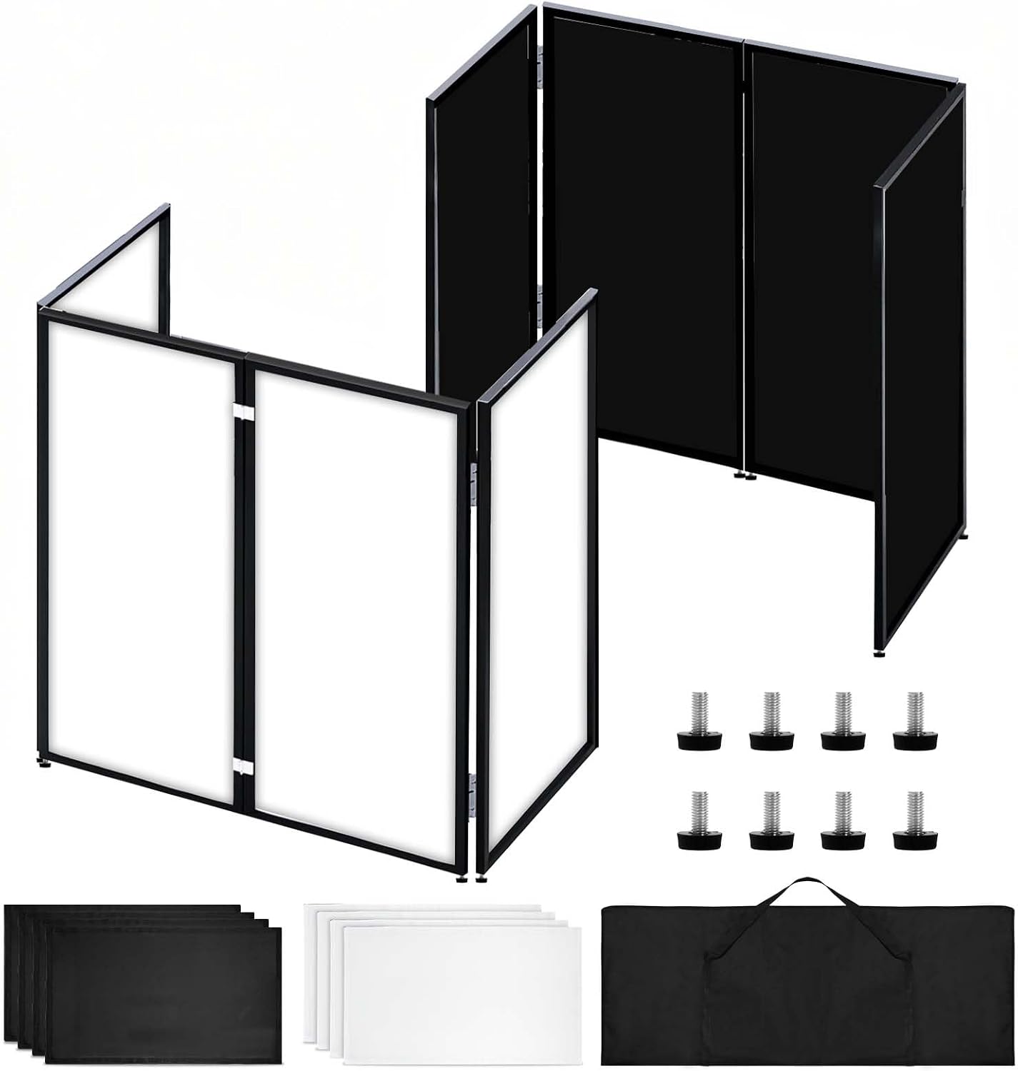 AUCT 19389 - $90 Portable DJ Booth Facade Stand, Foldable DJ Table 45"x40" Tabletop, DJ Facade Station