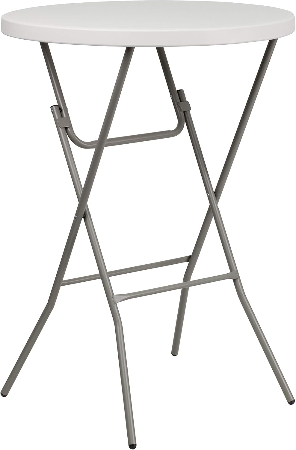 AUCT 18100 - $62 Flash Furniture 2.63 ft Plastic Round Folding Bar Table, Granite White