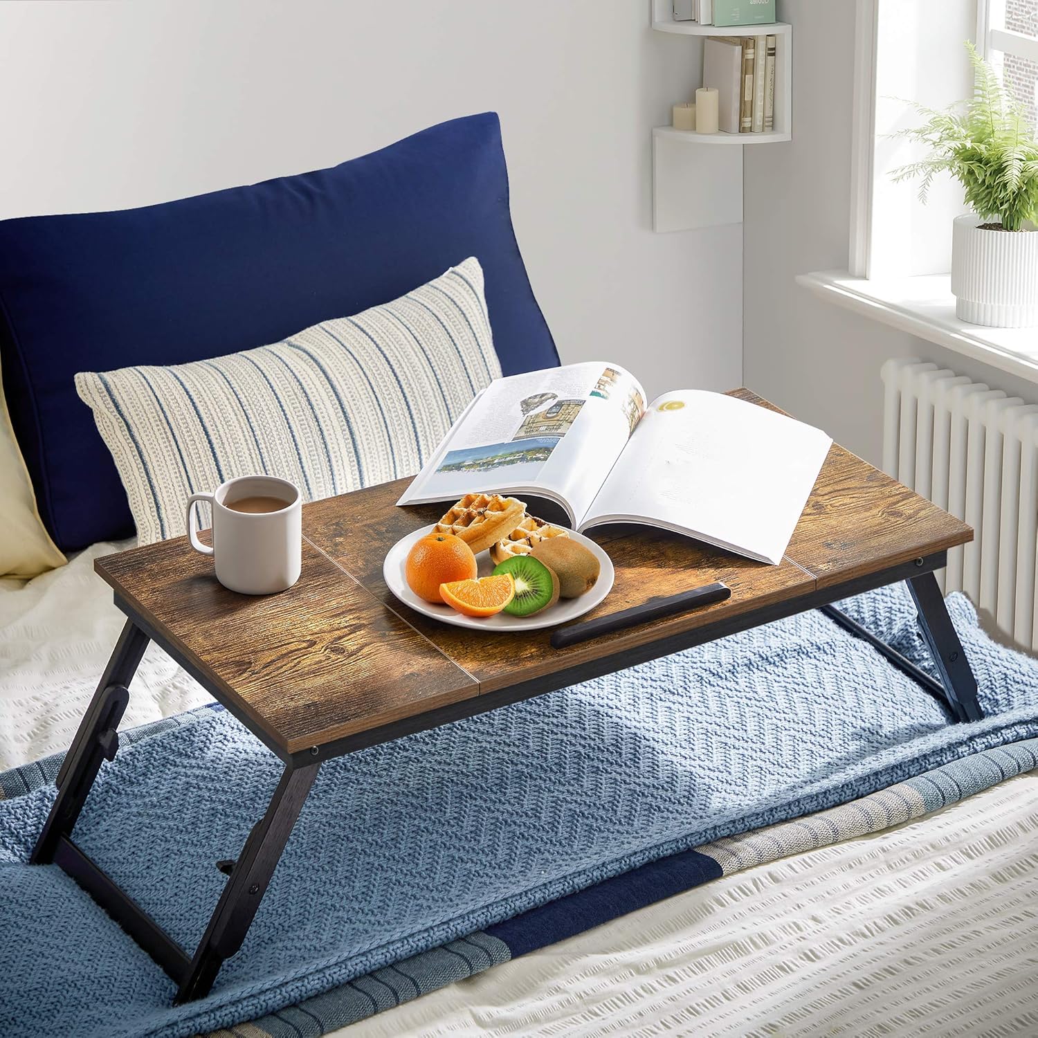 AUCT 18465 - SONGMICS Bed Laptop Desk, Folding Bed Tray, Adjustable Angle and Height | Folding Bed Tray - Image 2