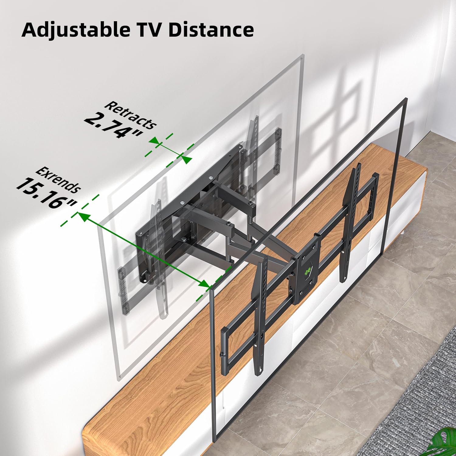 AUCT 19630 - Full Motion TV Wall Mount for Most 37"-84" Flat Screen TV, Swivel or Tilt TV Wall Bracket - Image 2