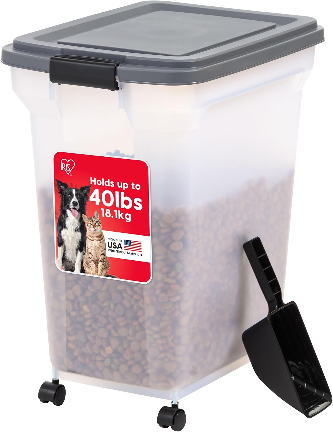 AUCT 20182 - IRIS USA Dog Food Storage Container, Up to 40 lbs, Dark Gray, Made in USA
