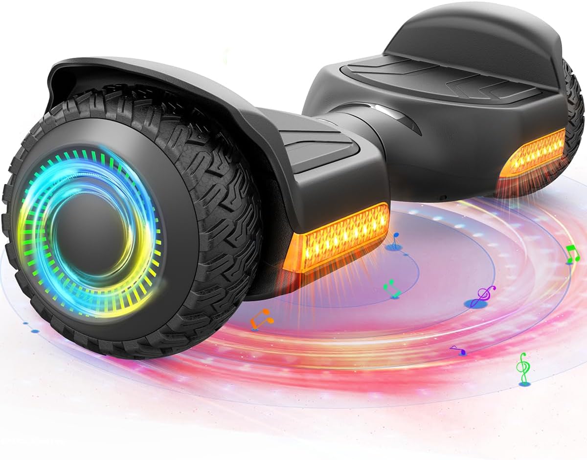 AUCT 18368 - $125 Gyroor Hoverboard New G13 All Terrain Hoverboard with LED Lights, Off Road Hoverboard