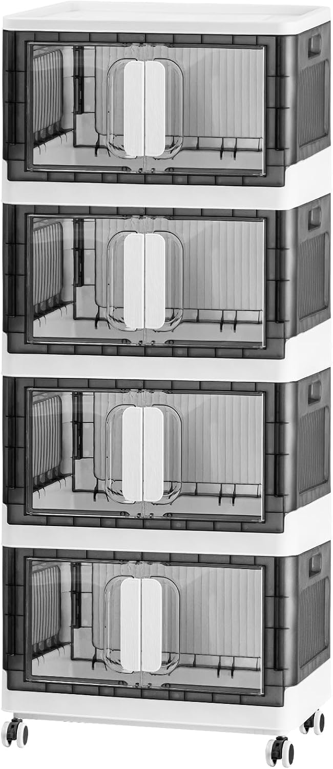 AUCT 18397 - $79 Folding Storage Organizer with Silent casters | Stackable Design for Home & Office, He