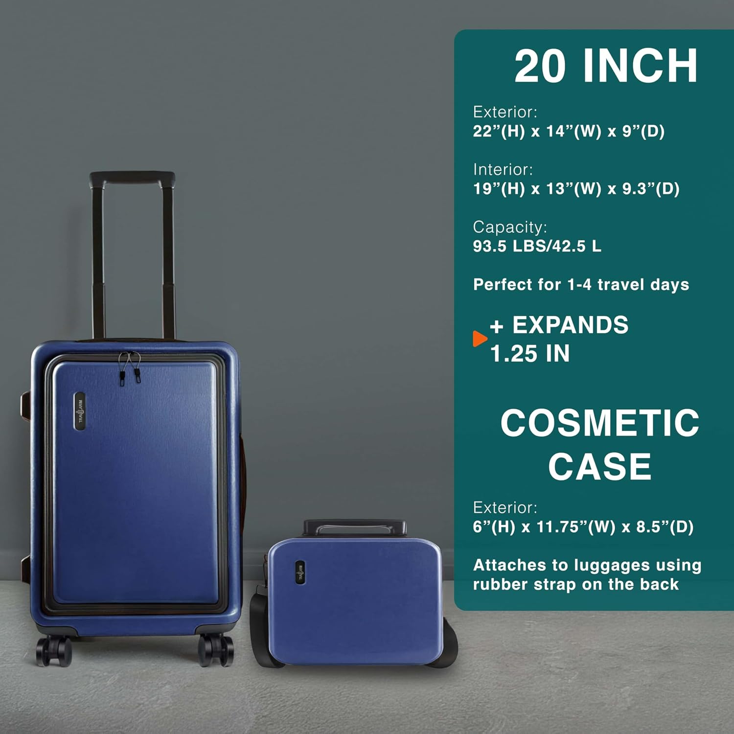 AUCT 19646 - $168 TRAVELARIM 3 Piece Luggage Sets, 20 Inch Carry On Luggage, 24 Inch Suitcase - Image 2
