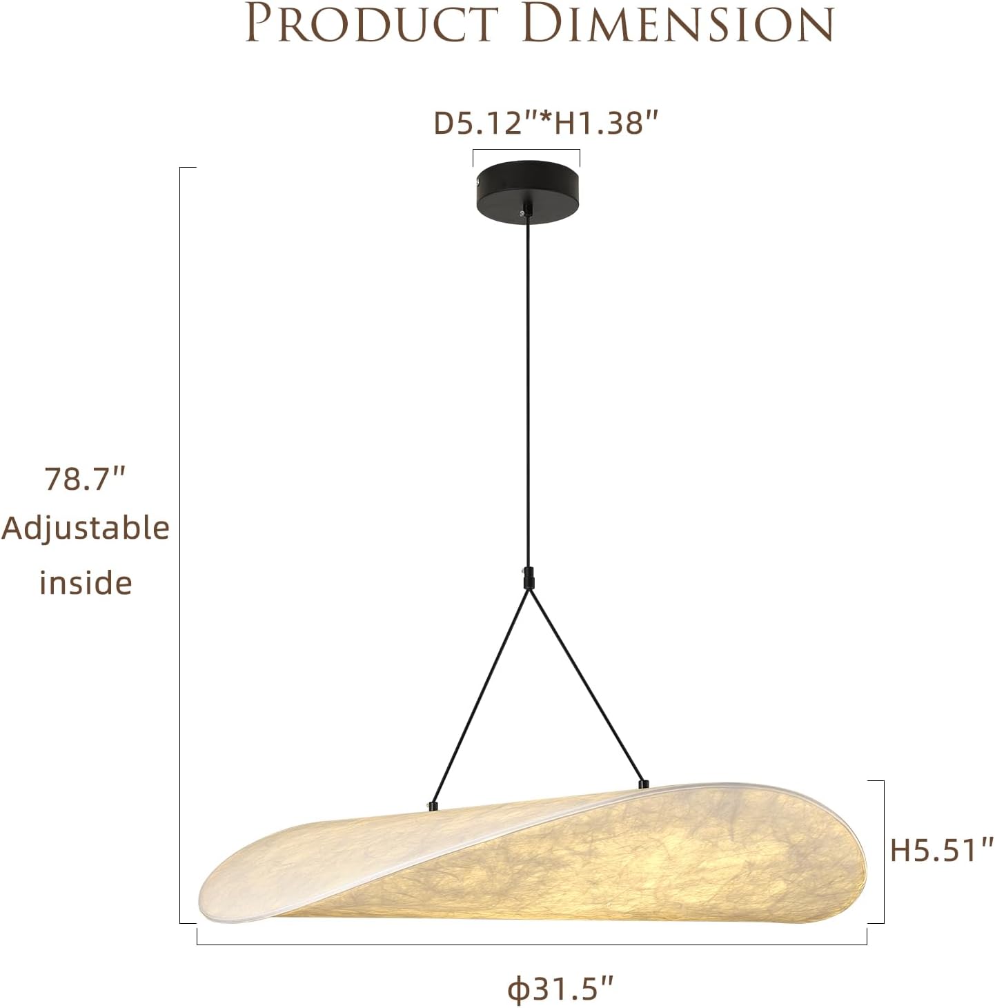 AUCT 17780 - $148 Japanese Wabi-Sabi Pendant Light, 31-Inch Imitation Silk Lampshade, Adjustable Height - Image 2
