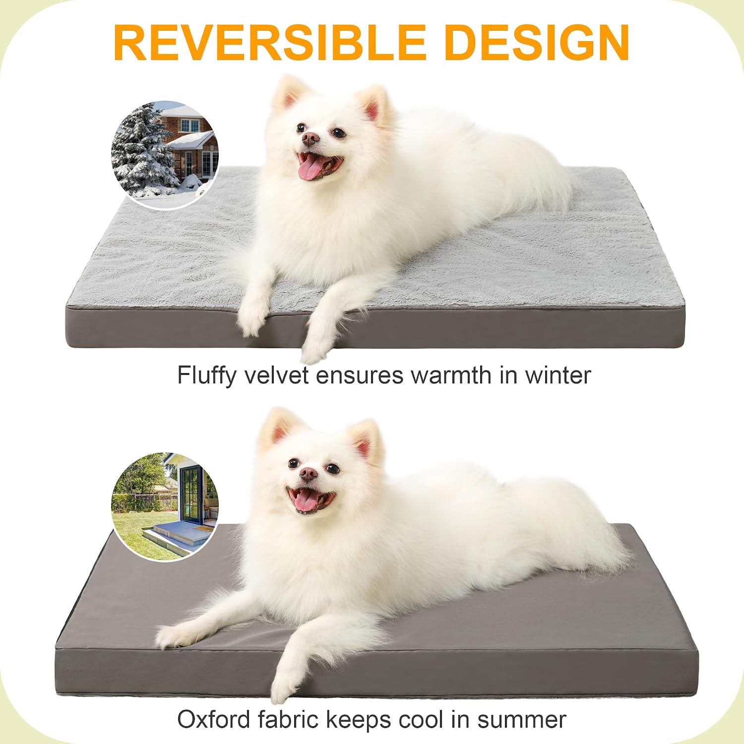 AUCT 18441 - KSIIA Orthopedic Dog Bed, Deluxe Plush Waterproof, 29 x 18 Inch, Gray, 3-Inch Thick High-D - Image 4