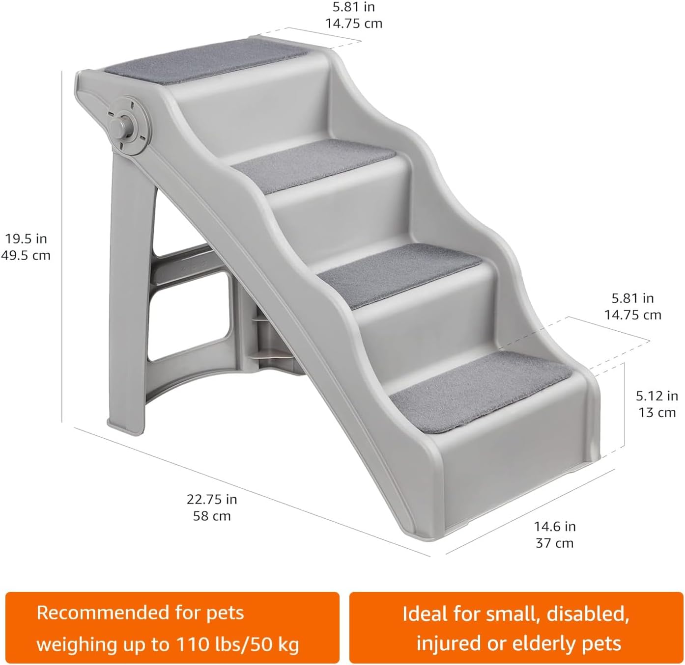AUCT 20019 - $51 Amazon Basics Foldable Non-Slip Pet Stairs for Small Dogs and Cats, Senior Pets, Easy - Image 4