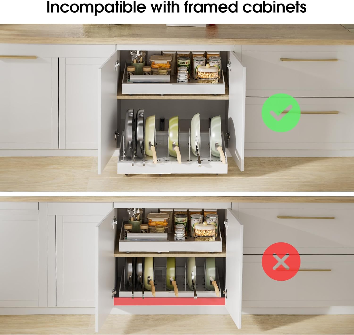 AUCT 19269 - Delamu 16" Deep Pull Out Cabinet Organizer with 6 Dividers, Expandable (11.7 "-20" W) Pull - Image 3
