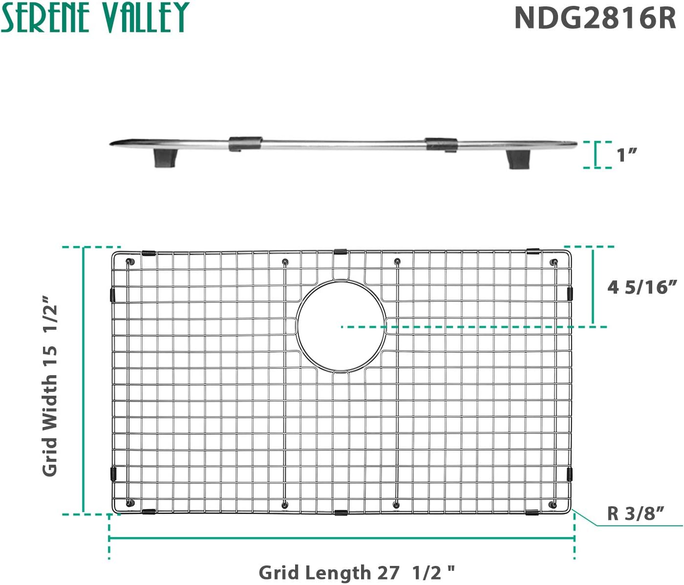 AUCT 18032 - $53 Serene Valley Sink Bottom Grid 27-1/2" x 15-1/2", Rear Drain with Corner Radius 3/16", - Image 3