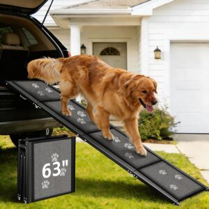 AUCT 18971 - $73 Dog Ramp for Car 63" Long & 17" Wide Portable Ramps for Large Dogs Non Slip Rug Surfac