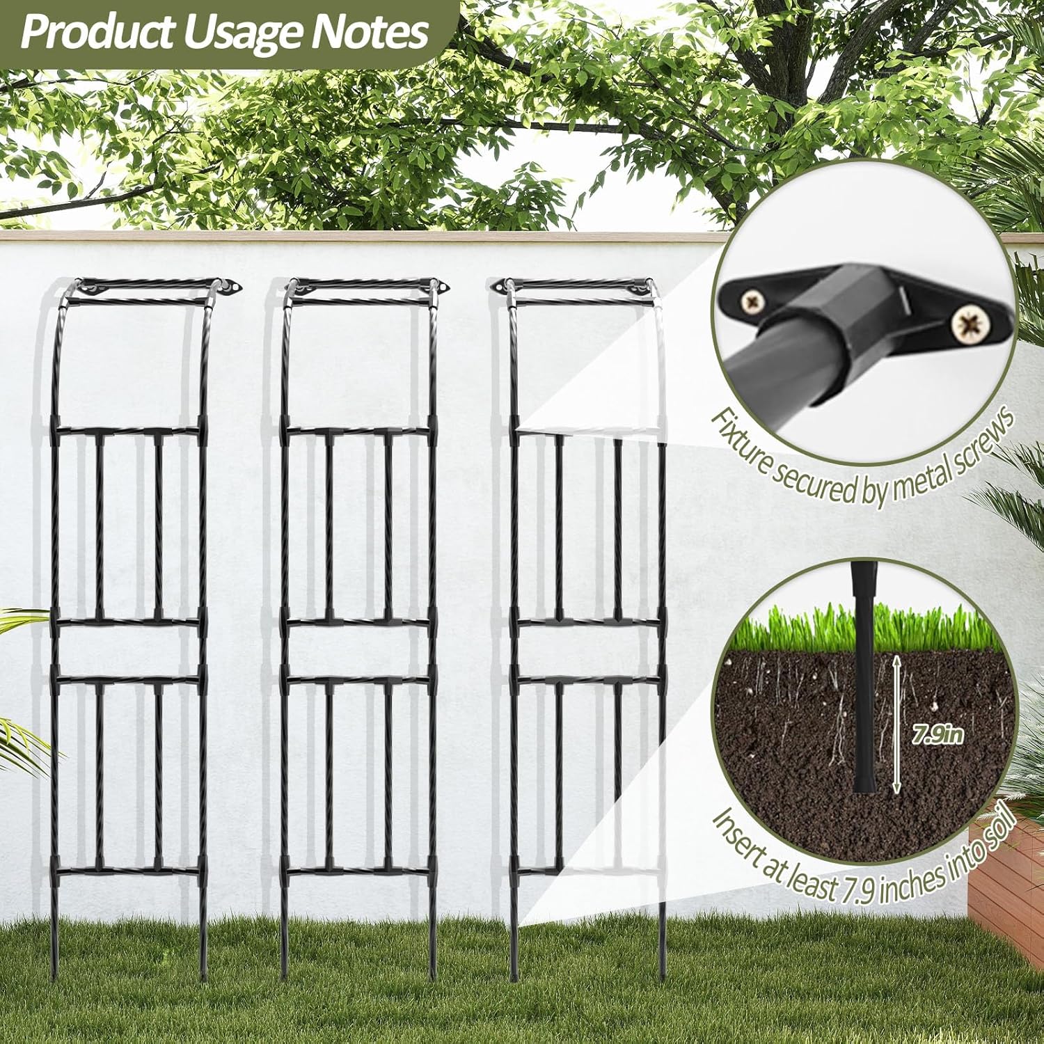 AUCT 20015 - $53 Half Garden Arch - Wall Trellis for Climbing Plants Outdoor, Metal Arch with Plastic-C - Image 4