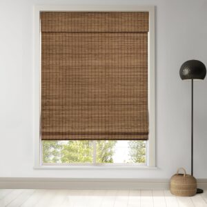 AUCT 19820 - LazBlinds Cordless Bamboo Roman Shades, 33x64, Highfield Teak