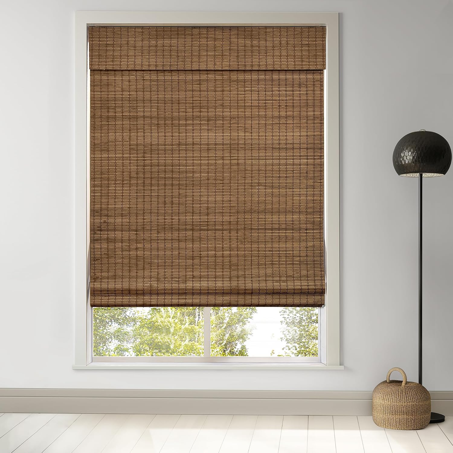 AUCT 19820 - LazBlinds Cordless Bamboo Roman Shades, 33x64, Highfield Teak