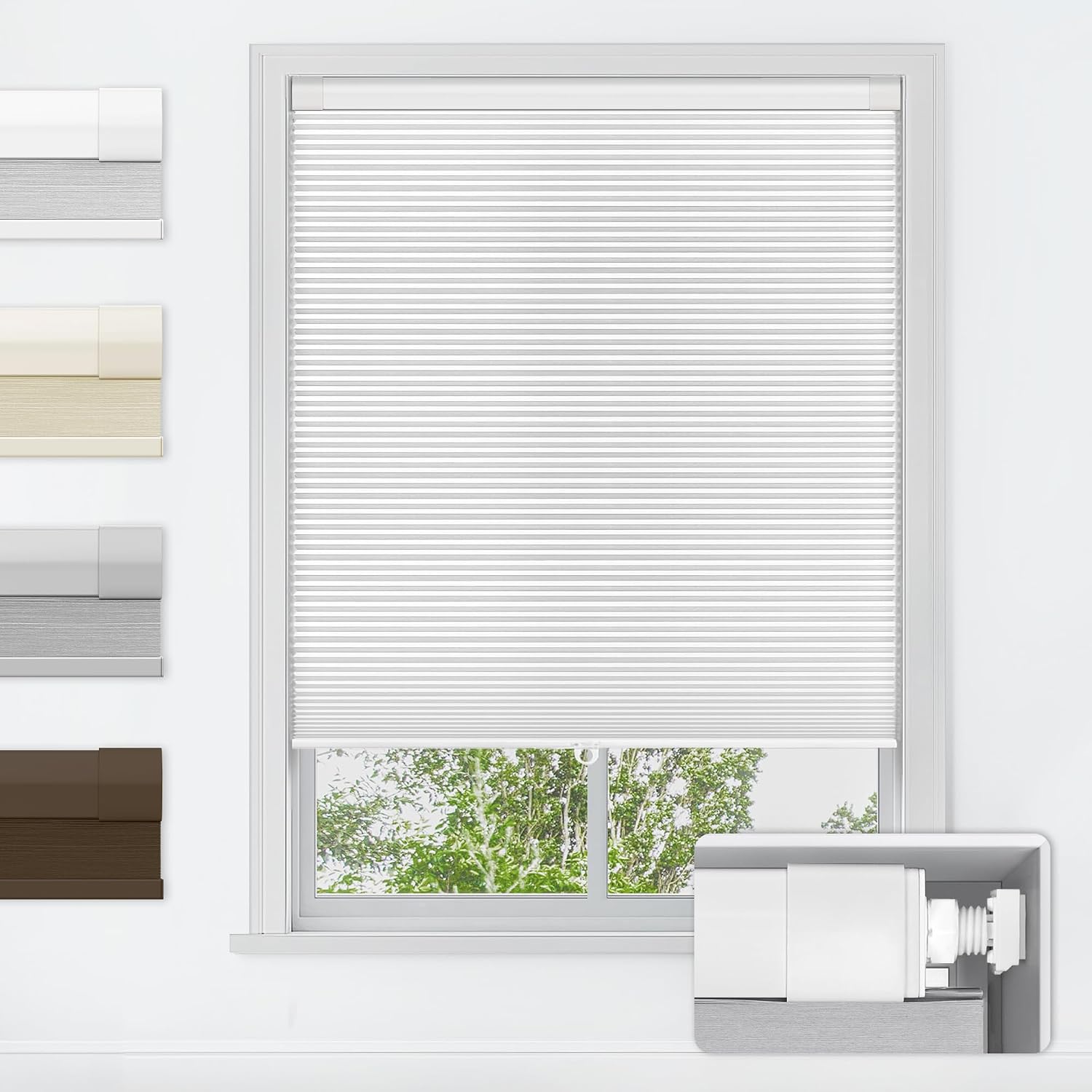 AUCT 18974 - LazBlinds No Drill Cordless Cellular Shades, 22" W x 36" H, White