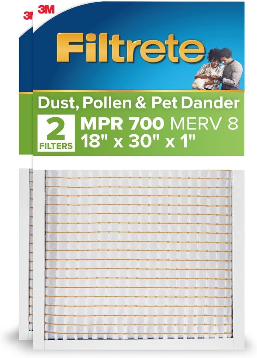 AUCT 19584 - Filtrete 18x30x1 AC Furnace Air Filter, MPR 700, MERV 8, Tough on Pollen, Easy on Airflow,