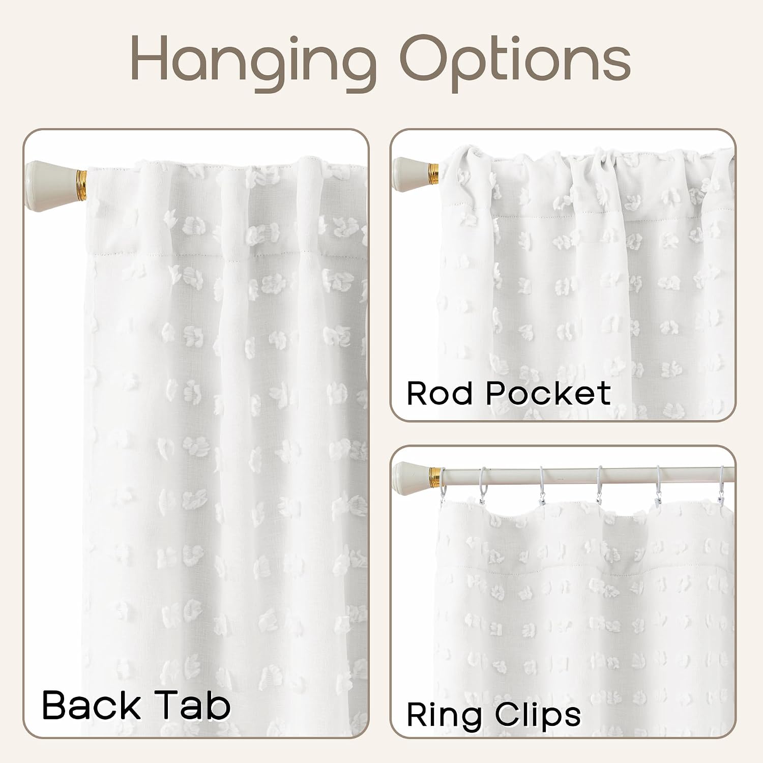 AUCT 19641 - $57 Closet Curtain for Open Closet,Sheer Overlay White Boho Flowy Floor to Ceiling Curtain - Image 4